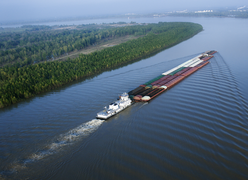 Barge on Mississippi river